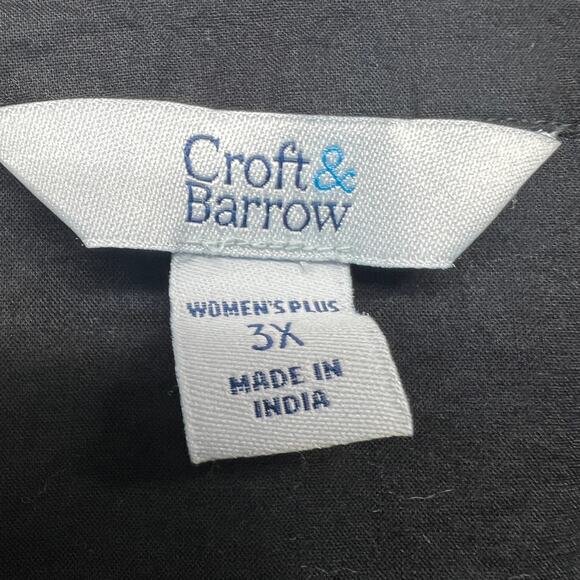 Croft & Barrow Top Women 3X 100% Cotton Eyelet Button Front Breathable Dark Boho - Picture 2 of 14